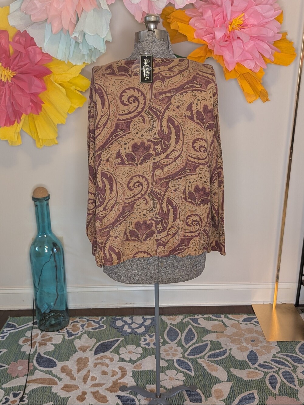2037 - Peck & Peck Woman 2X Paisley Print Button-Up Cardigan/Blouse - Picture 3 of 6